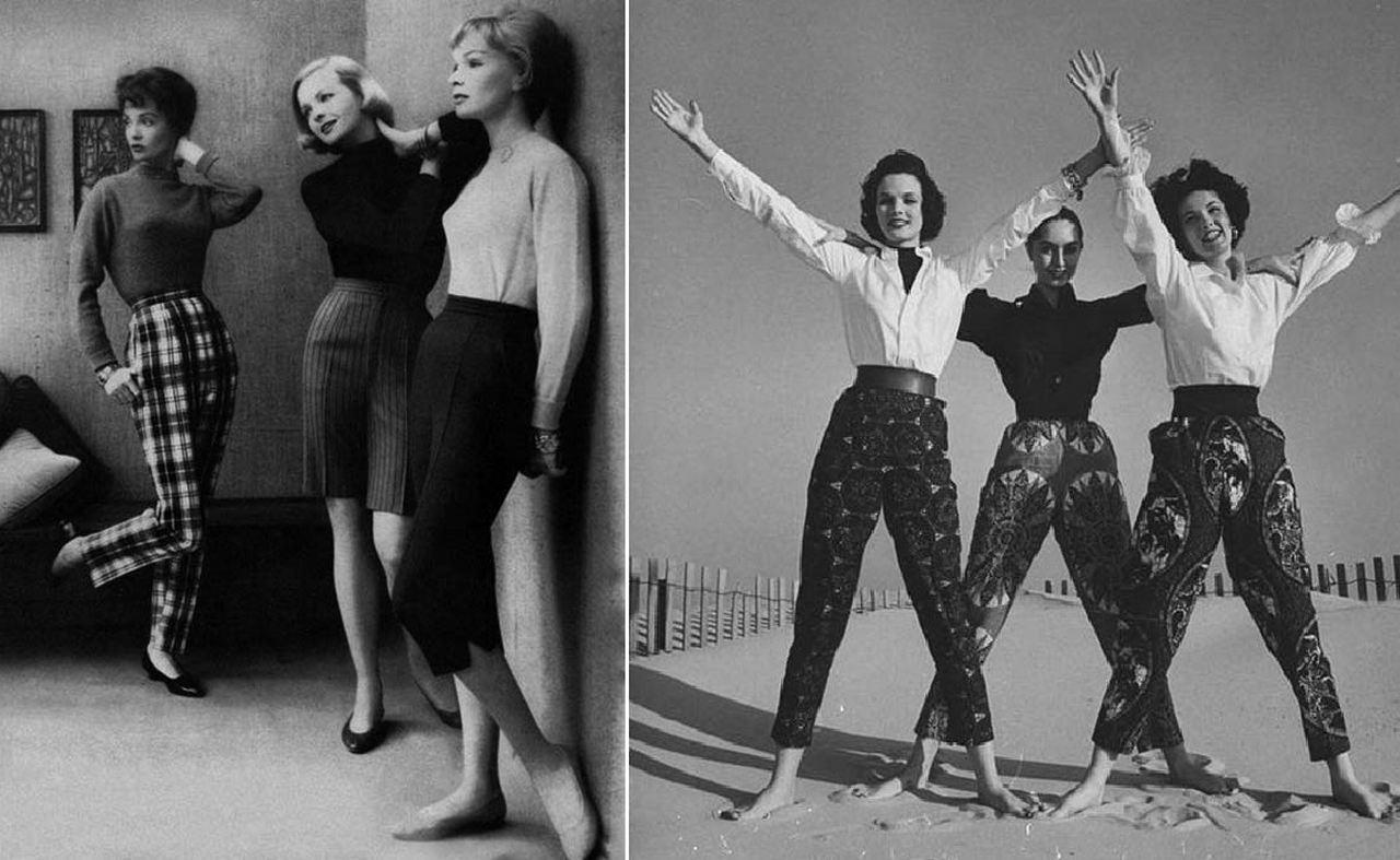 Популярные виды брюк для женщин 1950-х годов, фото