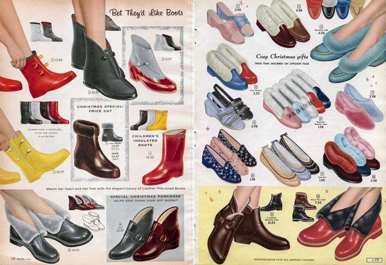 Женская обувь в 1950-х годах, фото