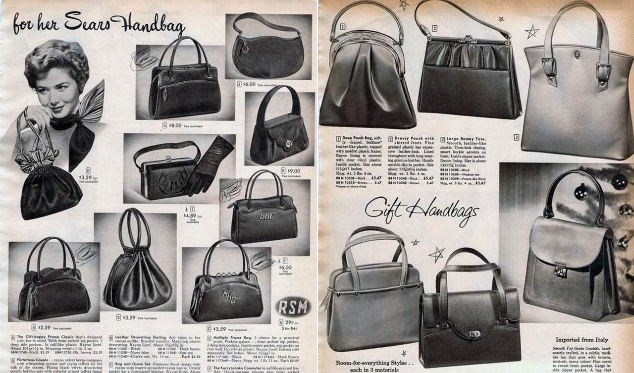 Женские сумки 1950-х годов, фото